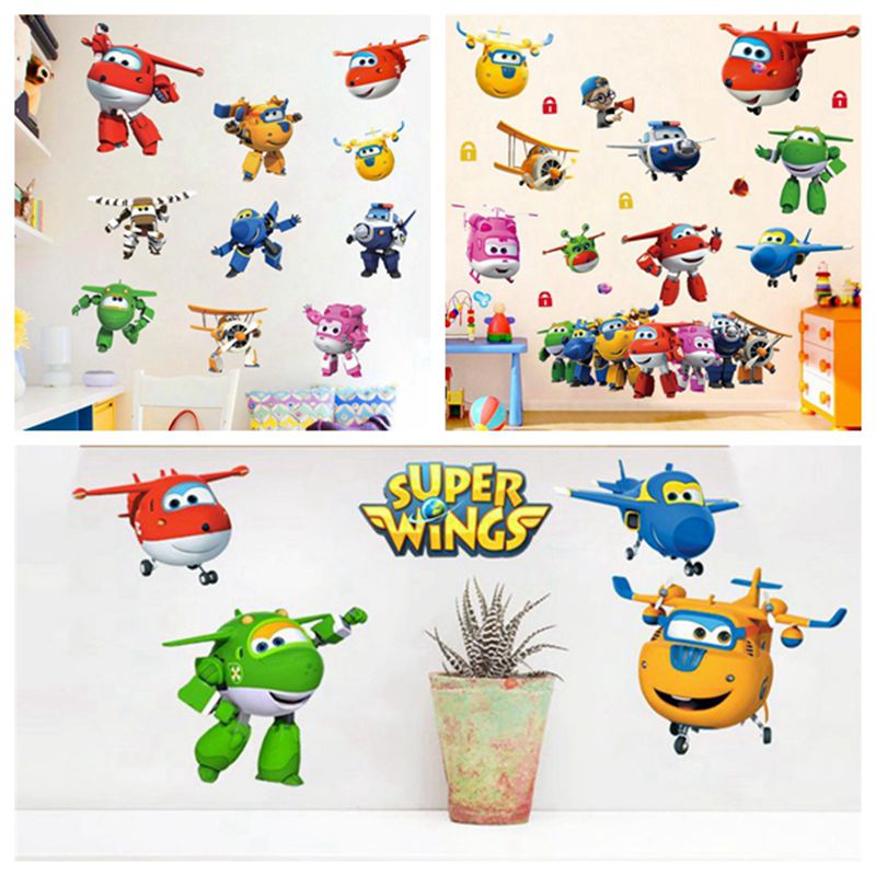 Baby Nursery Stickers - Sıcak Karikatür Süper Kanatları Deformasyon Uçak