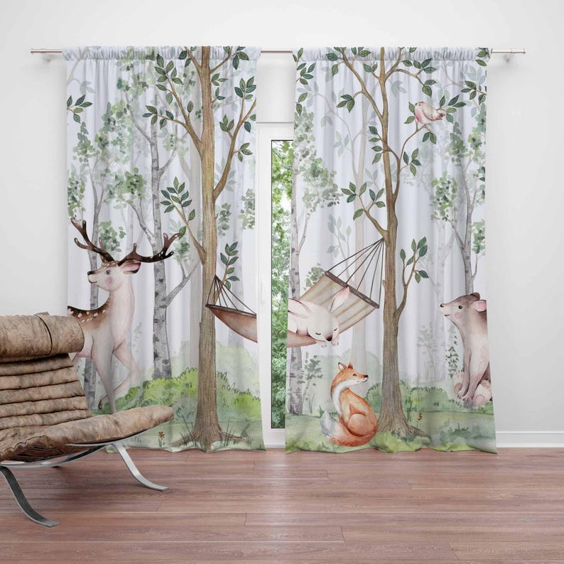 Baby Nursery Curtains - Orman Hayvanları Perdeleri Çocuk Odası Perdeleri