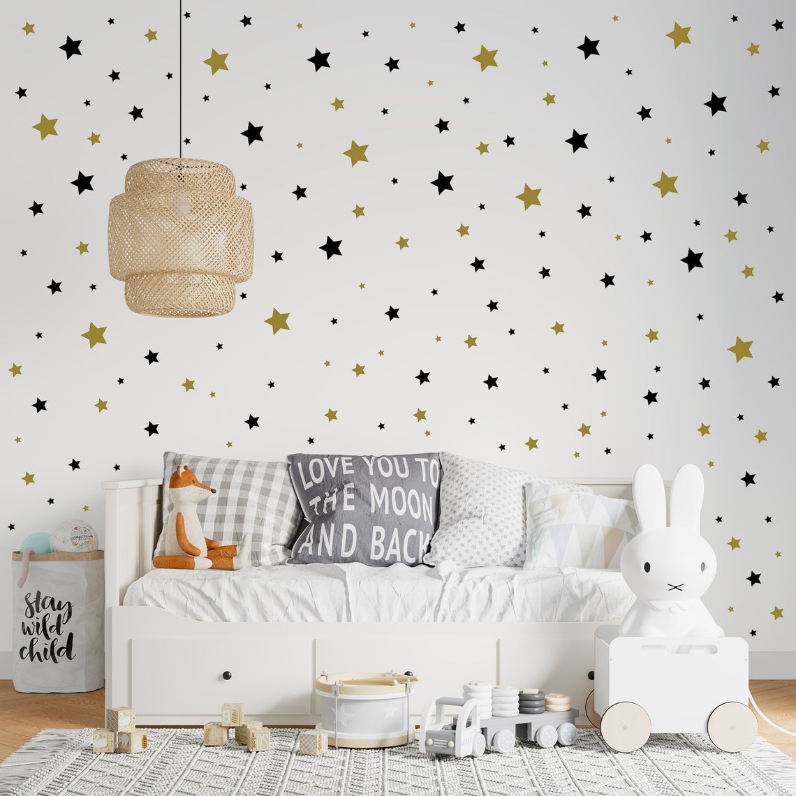 Baby Nursery Stickers - Karikatür 65 Adet Yıldız Duvar Sticker