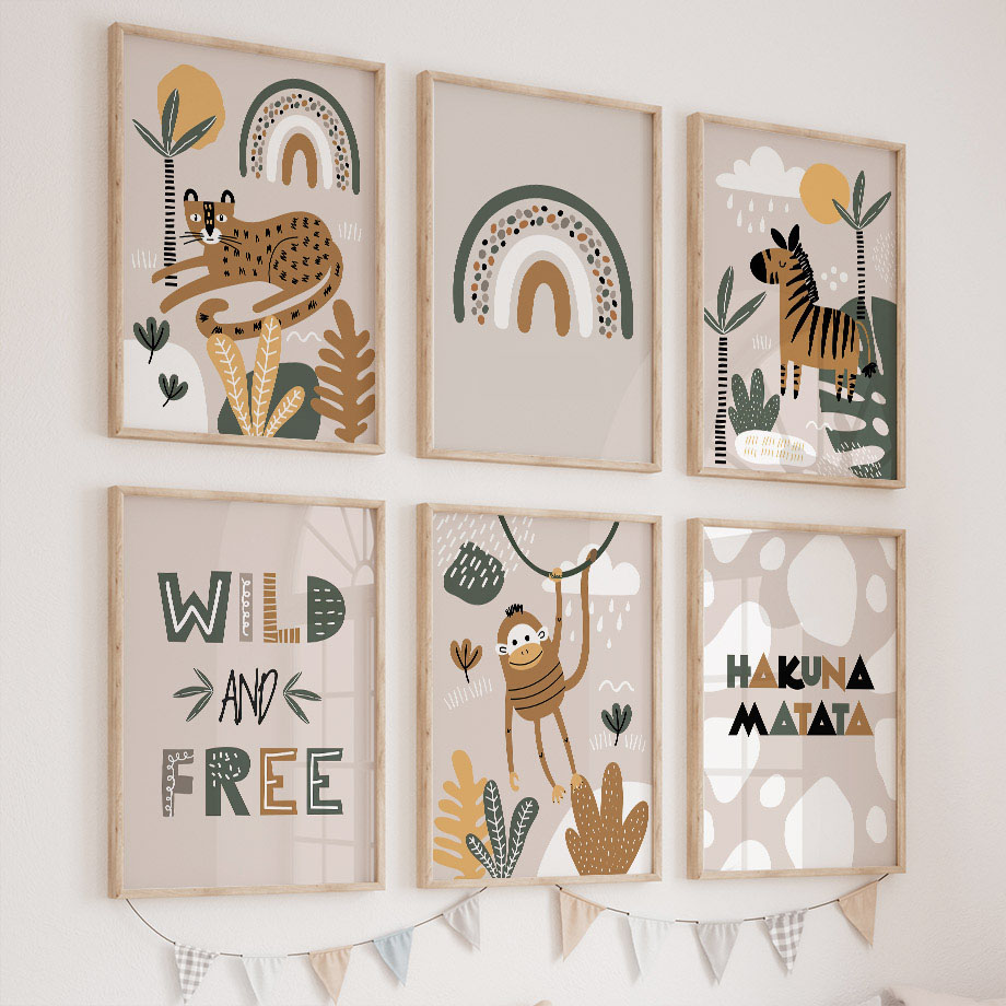 Baby Zebra Nursery - Leopar Zebra Maymun Orman Hayvan Kreş