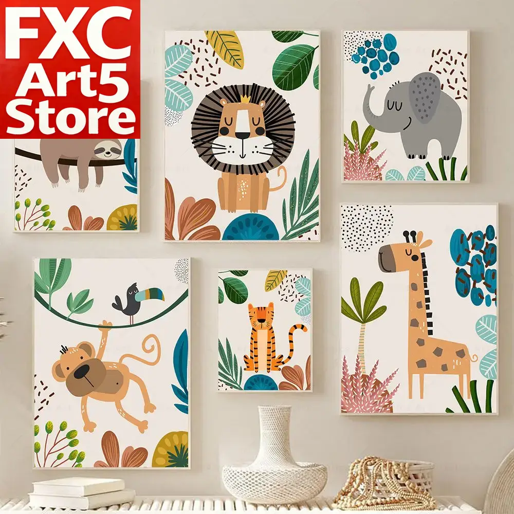 Baby Zebra Nursery - Boho Maymun Aslan Zürafa Kuş Zebra