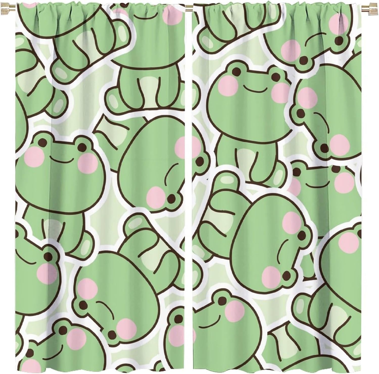 Baby Nursery Curtains - Sevimli Yeşil Kurbağa Desenli Perdeler Çocuk