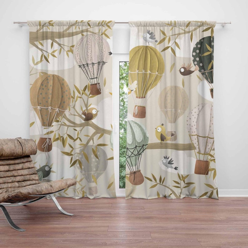 Baby Nursery Blackout Curtains - Sıcak Hava Balonu Perdeleri Kuş Hayvan