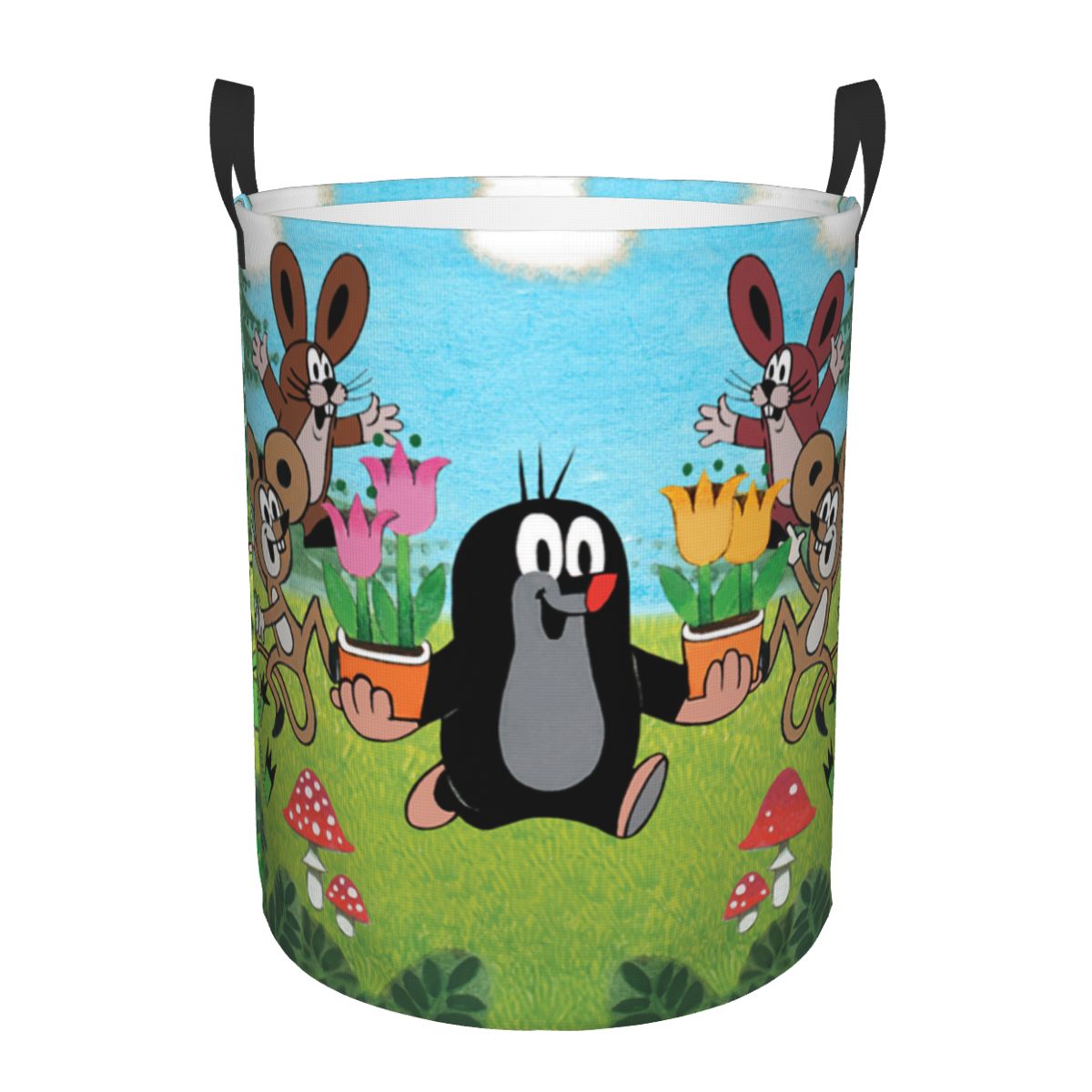 Laundry Hamper Nursery - Mutlu köstebek çamaşır sepeti katlanabilir karikatür