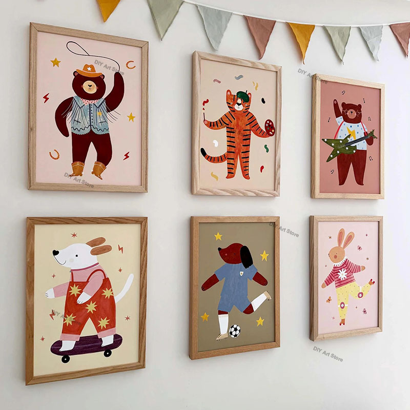Baby Nursery Posters - Komik Çizgi Film Hayvan Çocuk Odası