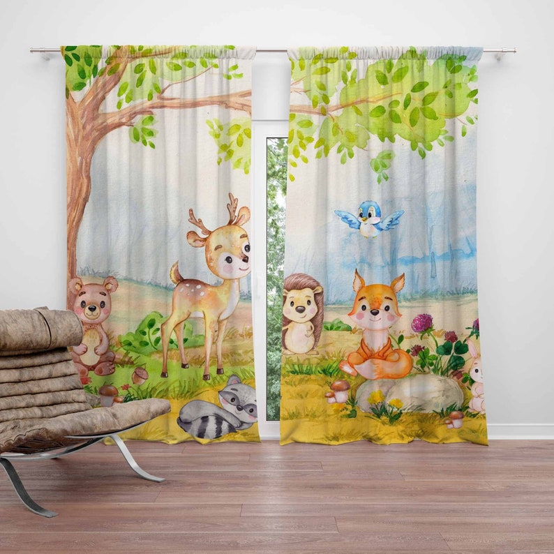 Baby Nursery Blackout Curtains - Orman Hayvanları Perdeleri Çocuk Odası Perdeleri