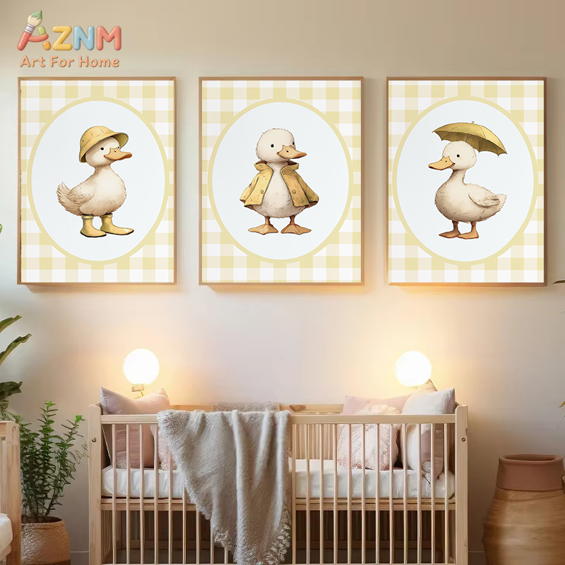 Baby Nursery Yellow Walls - AZNM Sevimli Ördek Kanvas Duvar Sanatı