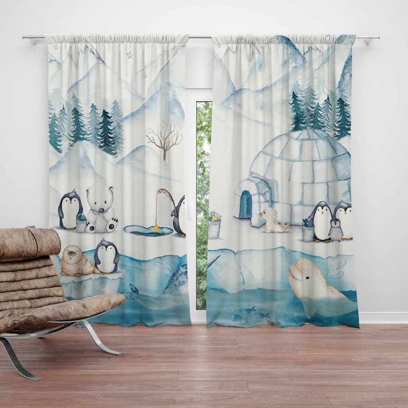 Baby Nursery Blackout Curtains - Arktik Hayvanlar Kreş Perdesi Çocuk Odası
