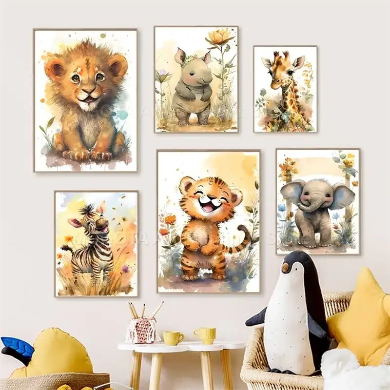 Baby Zebra Nursery - Suluboya Aslan Zürafa Kaplan Fil Zebra