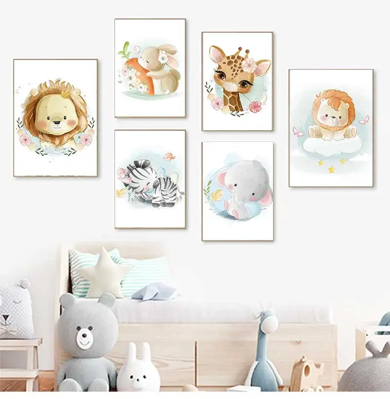 Baby Zebra Nursery - Sevimli Zürafa Aslan Tilki Tavşan Zebra