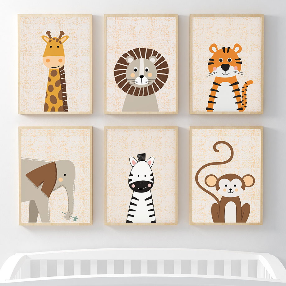 Baby Zebra Nursery - Aslan Zürafa Fil Zebra Maymun Çocuk