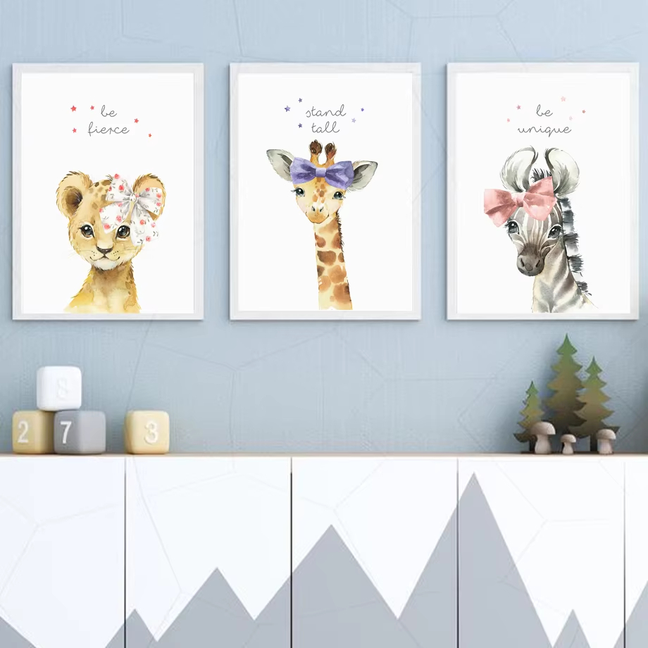 Baby Zebra Nursery - Aslan Zebra Zürafa Fil Hippo Çiçek