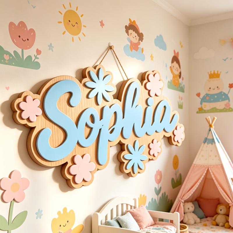 Baby Nursery Sign - Kişiye Özel Çiçek Temalı İsimli Oda