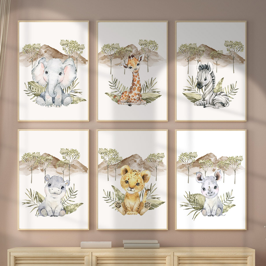 Baby Zebra Nursery - Zürafa Zebra Fil Aslan Suaygırı Ağaç