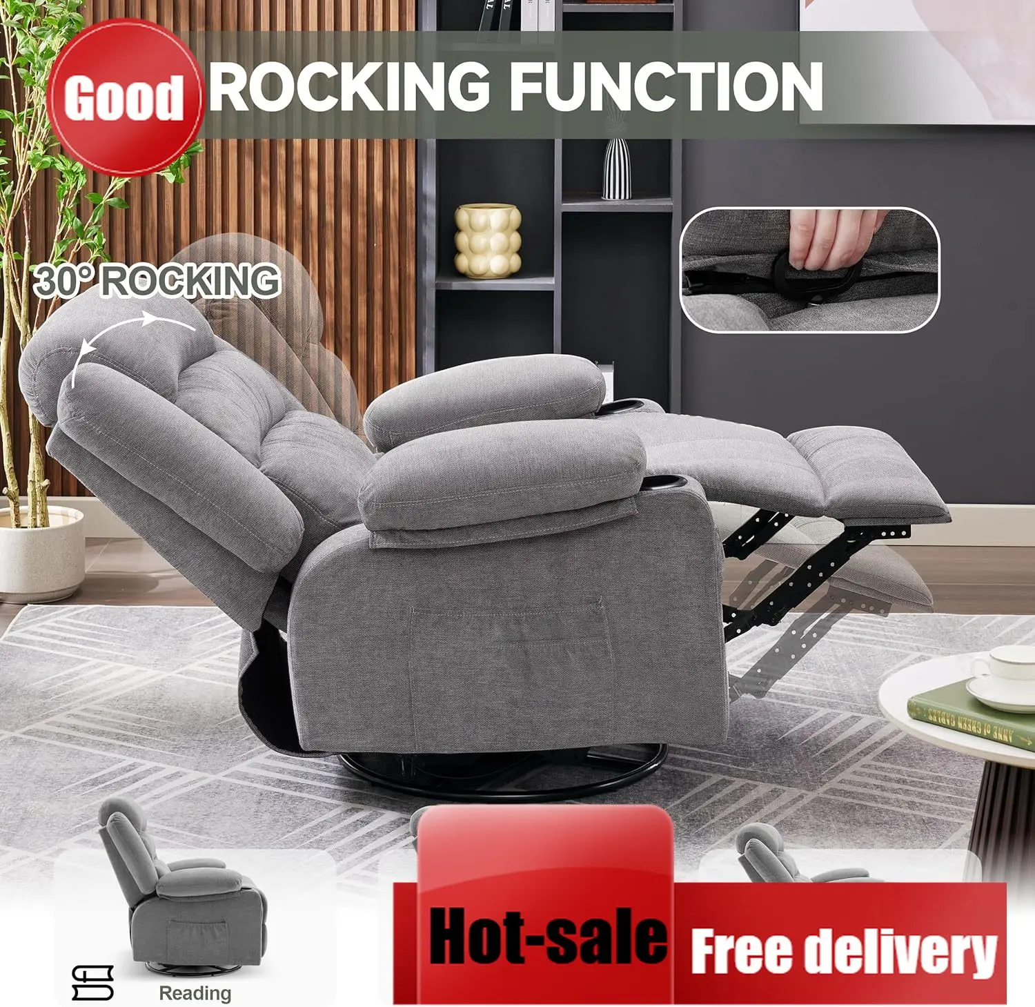 Rocking Chair Nursery - 360 Derece Dönen Sallanan Masajlı Isıtmalı