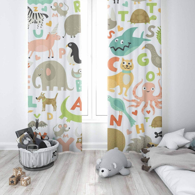 ABC Alfabe Kreş Perdesi Hayvan - Baby Nursery Blackout Curtains incelemesi ve fiyatı