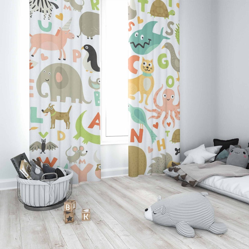 ABC Alfabe Kreş Perdesi Hayvan - Baby Nursery Blackout Curtains incelemesi ve fiyatı