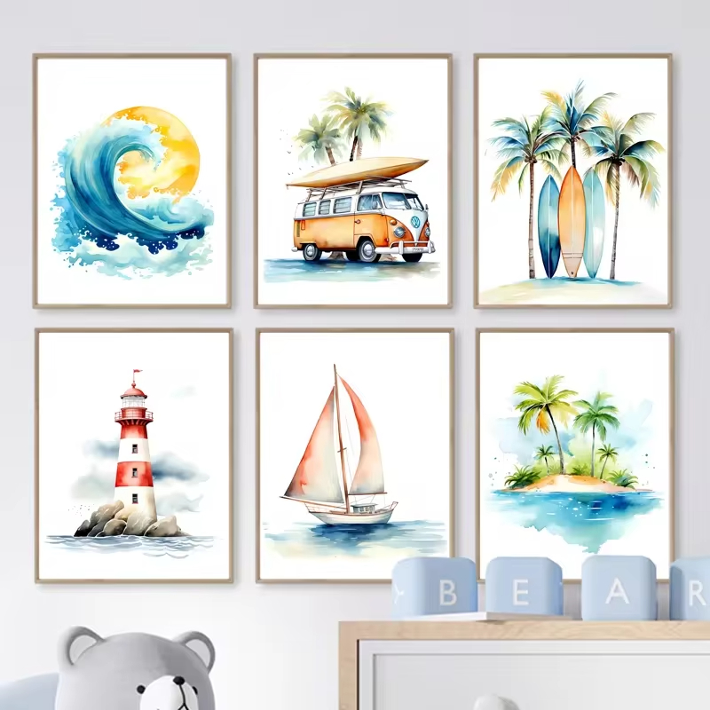 Sörf okyanus temalı kreş plaj  - Baby Nursery Ocean Theme incelemesi ve fiyatı