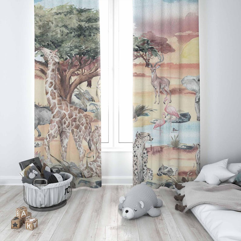 Safari Hayvanları Perde Çocuk  - Baby Nursery Blackout Curtains incelemesi ve fiyatı