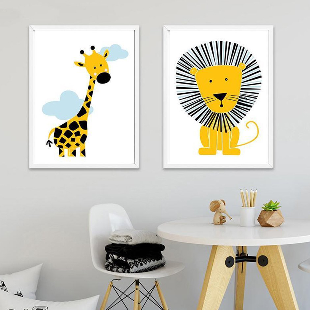 Karikatür hayvan posterler sar - Baby Nursery Yellow Walls incelemesi ve fiyatı