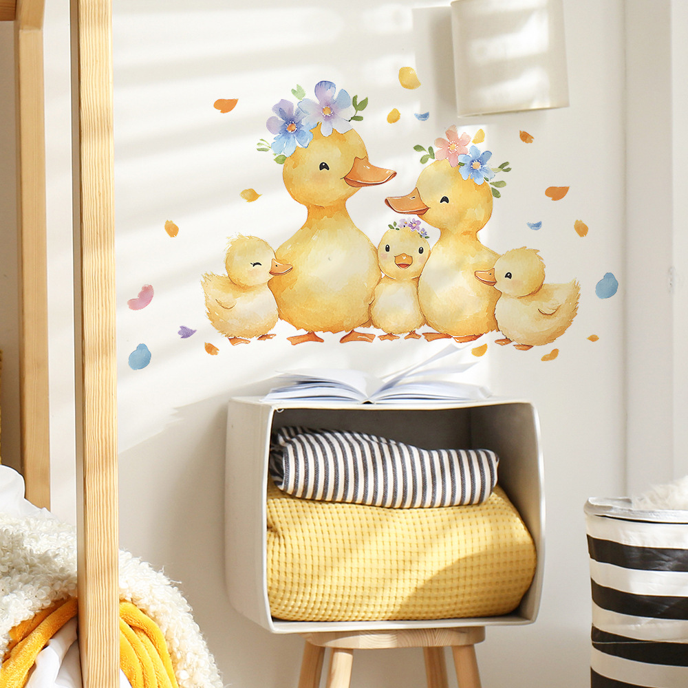 Karikatür Sarı Ördek Aile Duva - Baby Nursery Yellow Walls incelemesi ve fiyatı