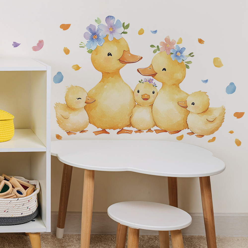 Karikatür Sarı Ördek Aile Duva - Baby Nursery Yellow Walls incelemesi ve fiyatı
