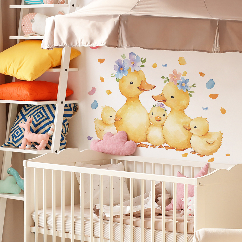 Karikatür Sarı Ördek Aile Duva - Baby Nursery Yellow Walls incelemesi ve fiyatı