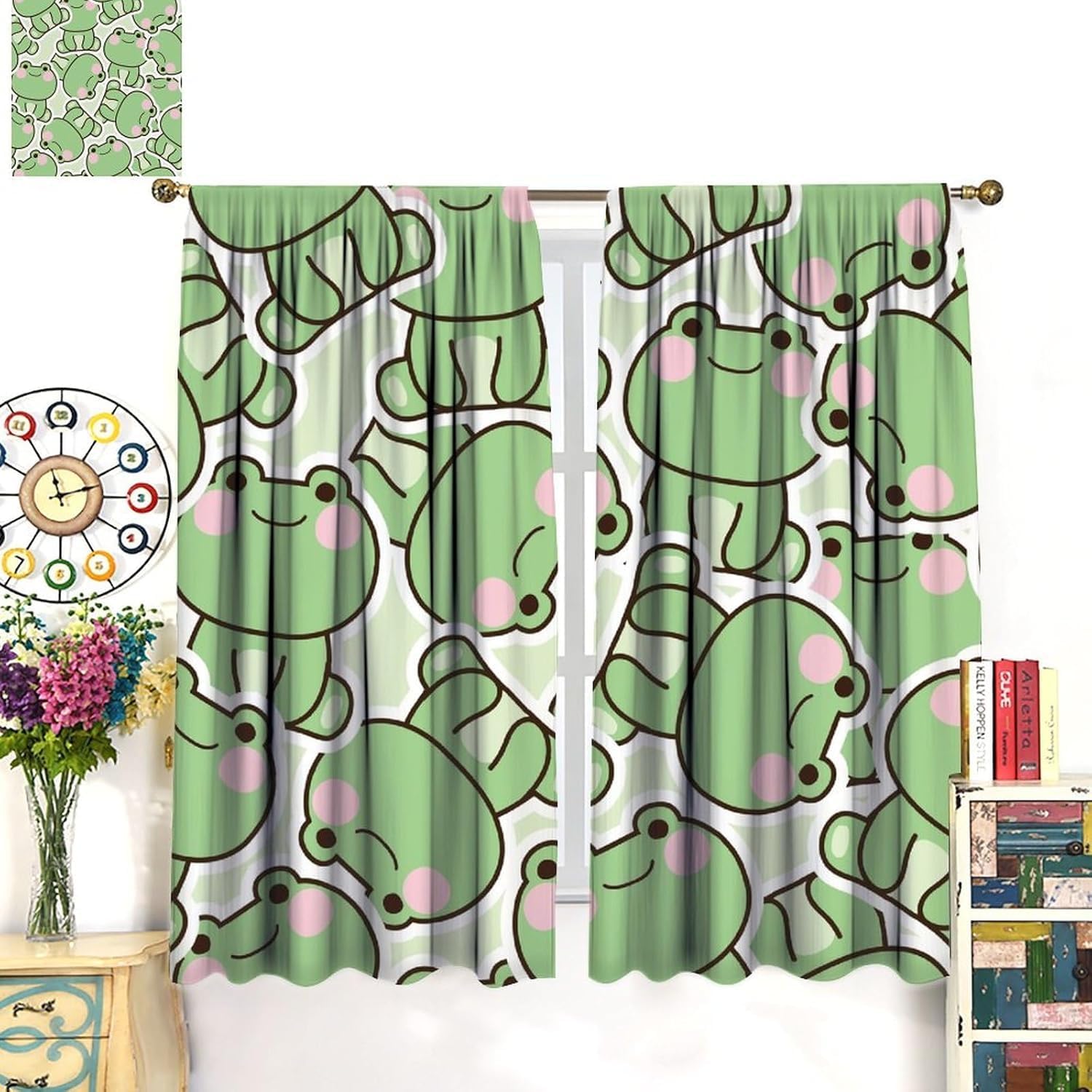 Sevimli Yeşil Kurbağa Desenli  - Baby Nursery Curtains incelemesi ve fiyatı