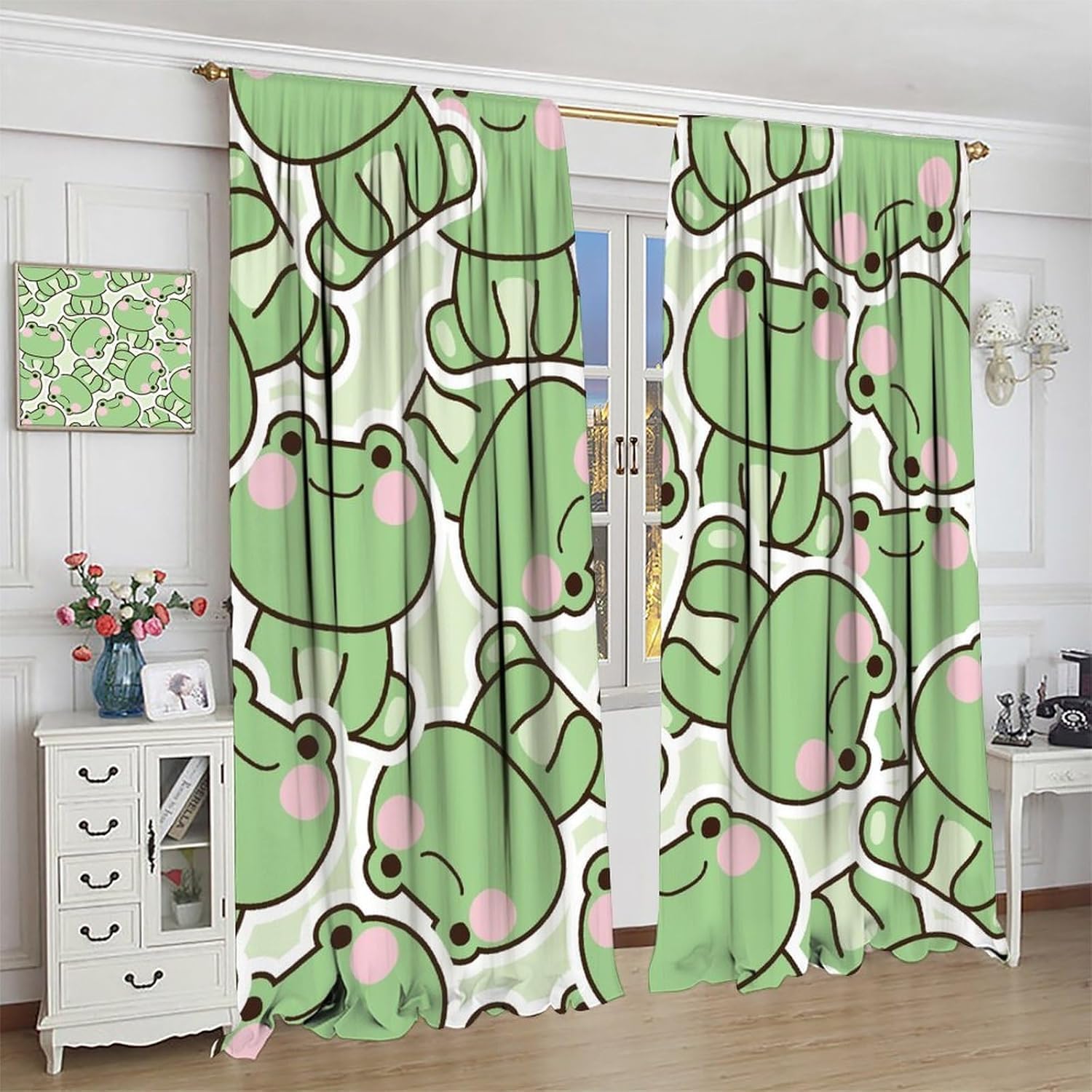 Sevimli Yeşil Kurbağa Desenli  - Baby Nursery Curtains incelemesi ve fiyatı
