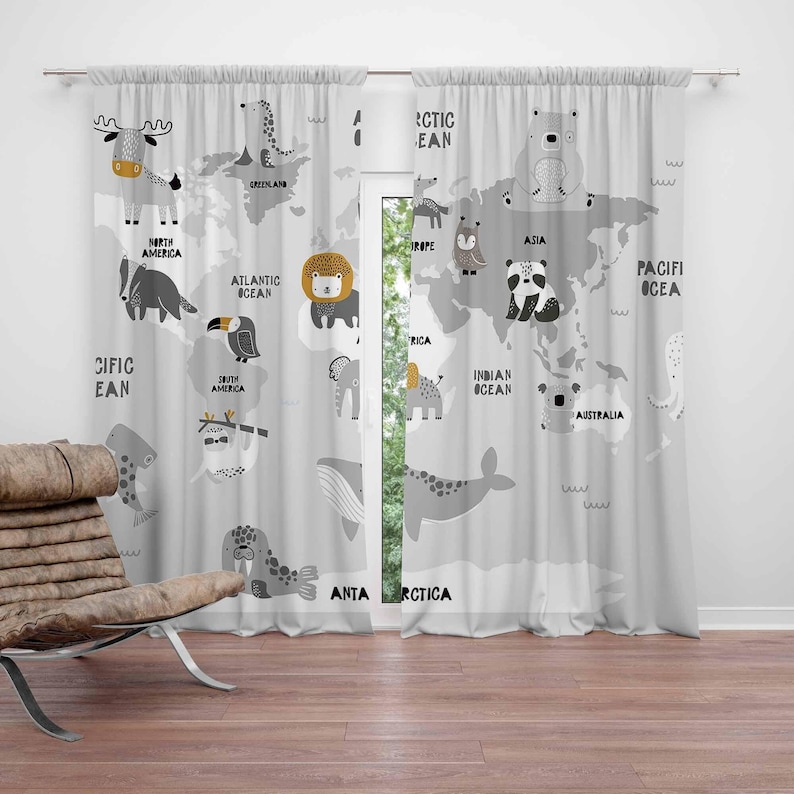 Dünya Haritası Kreş Perdeleri  - Baby Nursery Blackout Curtains incelemesi ve fiyatı