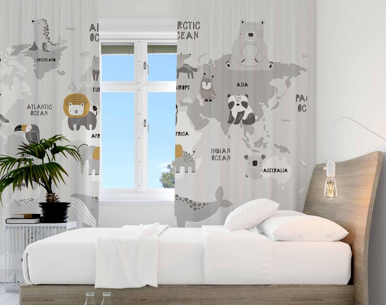 Dünya Haritası Kreş Perdeleri  - Baby Nursery Blackout Curtains incelemesi ve fiyatı
