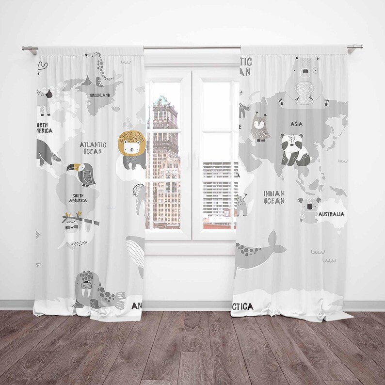 Dünya Haritası Kreş Perdeleri  - Baby Nursery Blackout Curtains incelemesi ve fiyatı