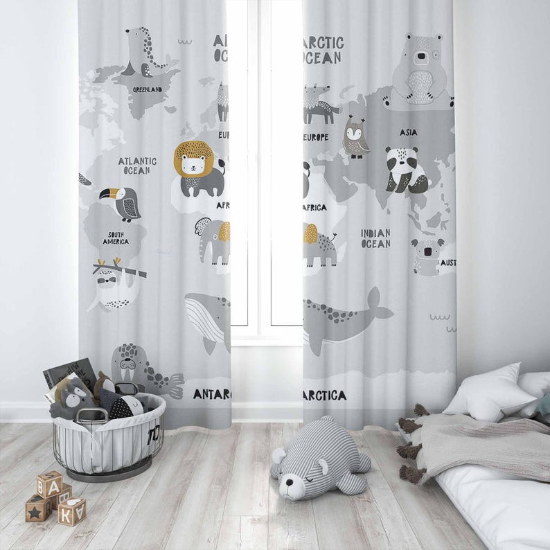 Dünya Haritası Kreş Perdeleri  - Baby Nursery Blackout Curtains incelemesi ve fiyatı