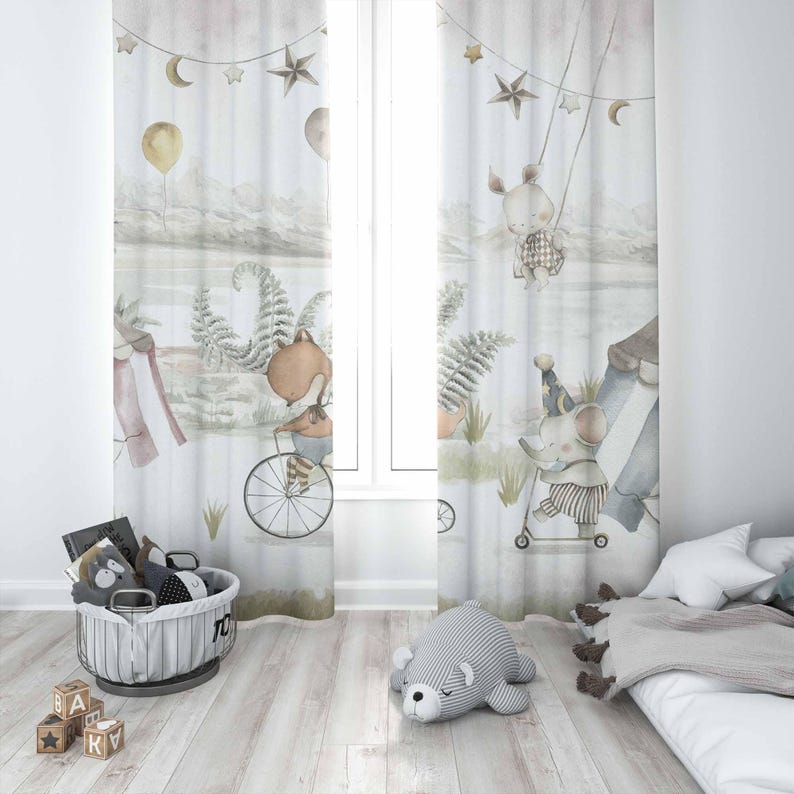 Sirk Hayvanları Perdeleri Çocu - Baby Nursery Blackout Curtains incelemesi ve fiyatı