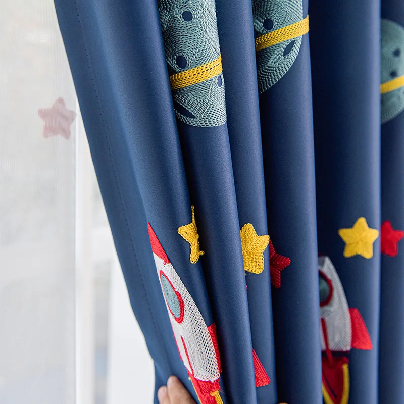 Lacivert karikatür roket uzay  - Baby Nursery Blackout Curtains incelemesi ve fiyatı
