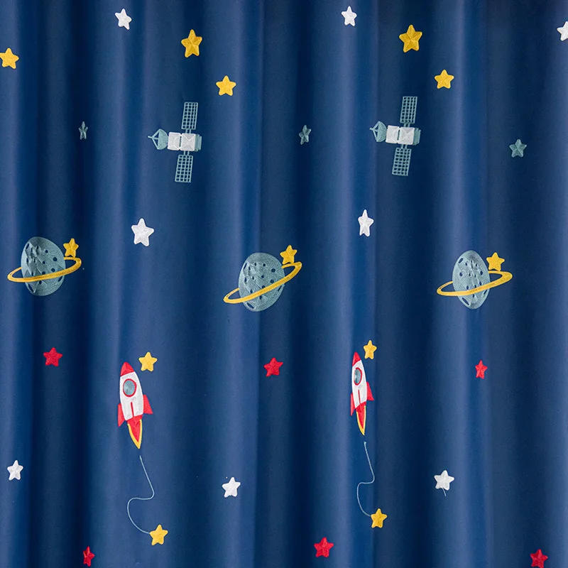 Lacivert karikatür roket uzay  - Baby Nursery Blackout Curtains incelemesi ve fiyatı