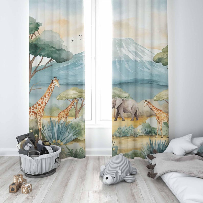 Safari Hayvanları Çocuk Perdel - Baby Nursery Blackout Curtains incelemesi ve fiyatı