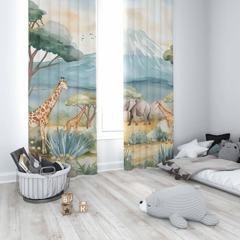 Safari Hayvanları Çocuk Perdel - Baby Nursery Blackout Curtains incelemesi ve fiyatı