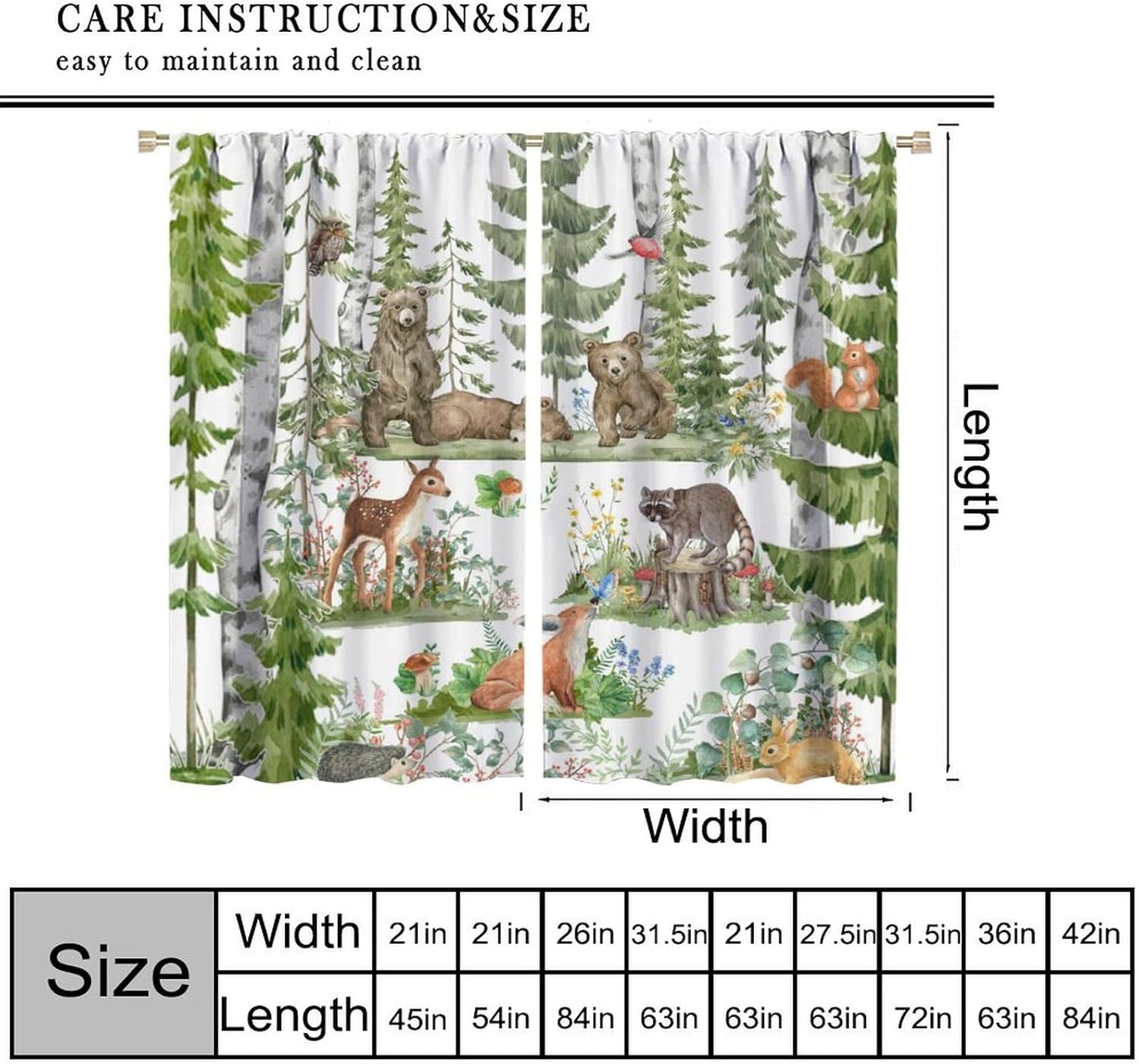 Forest Animal Curtains for Kid - Baby Nursery Curtains incelemesi ve fiyatı