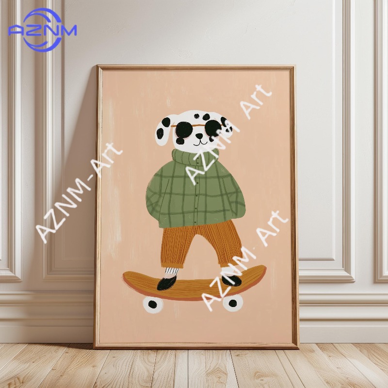 1 adet komik hayvan kaykay pos - Baby Nursery Posters incelemesi ve fiyatı