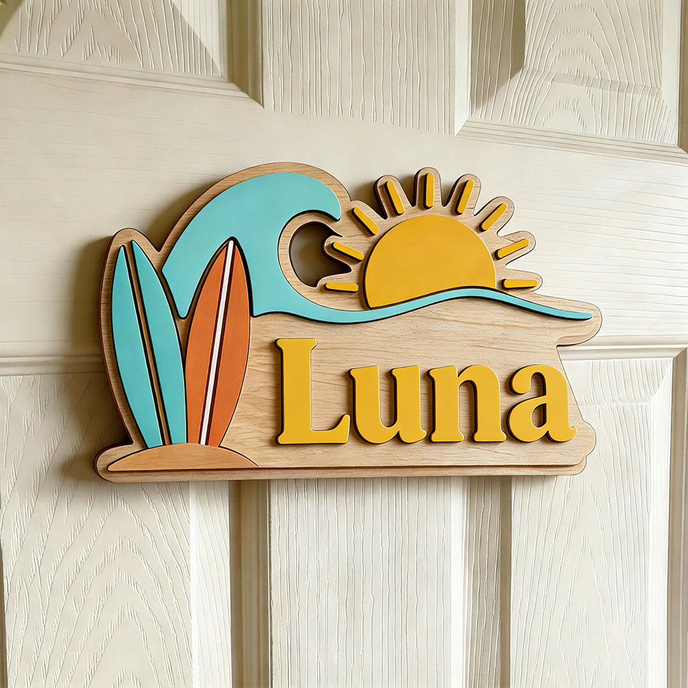 Özel Plaj Dalgası Sörf Tahtası - Baby Nursery Sign incelemesi ve fiyatı
