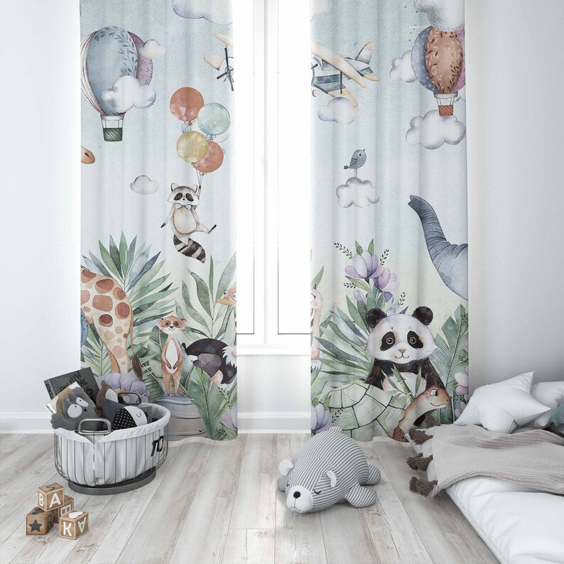 Safari Hayvan Partisi Kreş Per - Baby Nursery Blackout Curtains incelemesi ve fiyatı