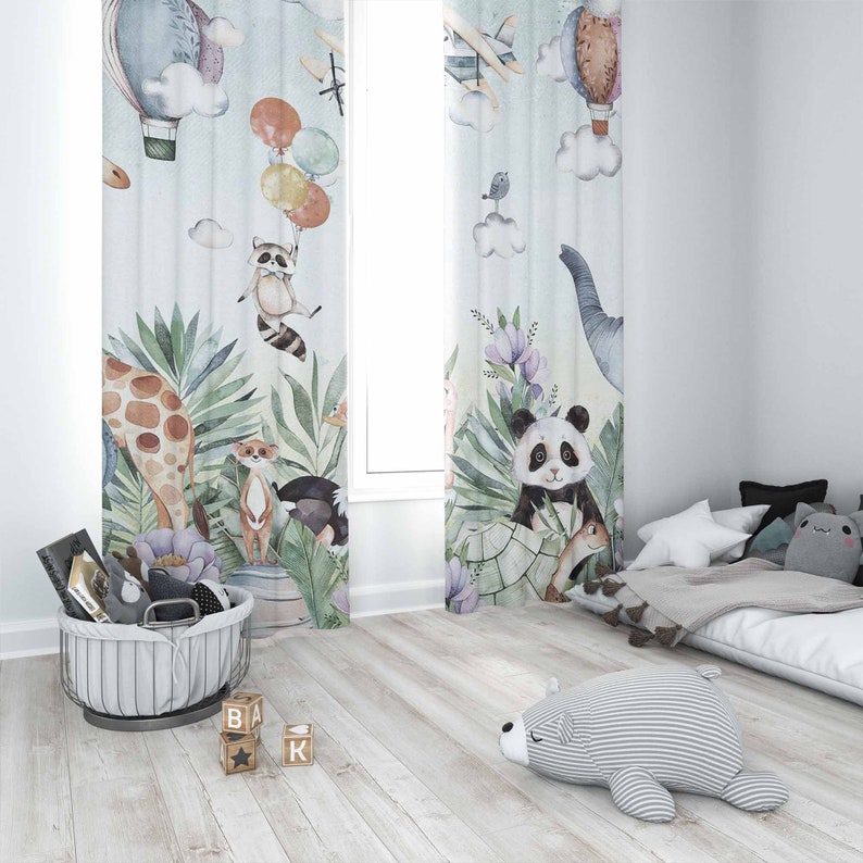 Safari Hayvan Partisi Kreş Per - Baby Nursery Blackout Curtains incelemesi ve fiyatı