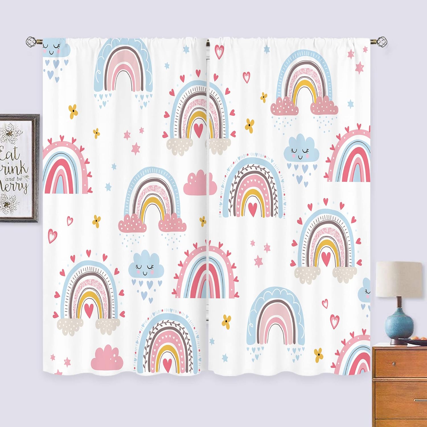 Bebek Kız Pembe Boho Gökkuşağı - Baby Nursery Curtains incelemesi ve fiyatı