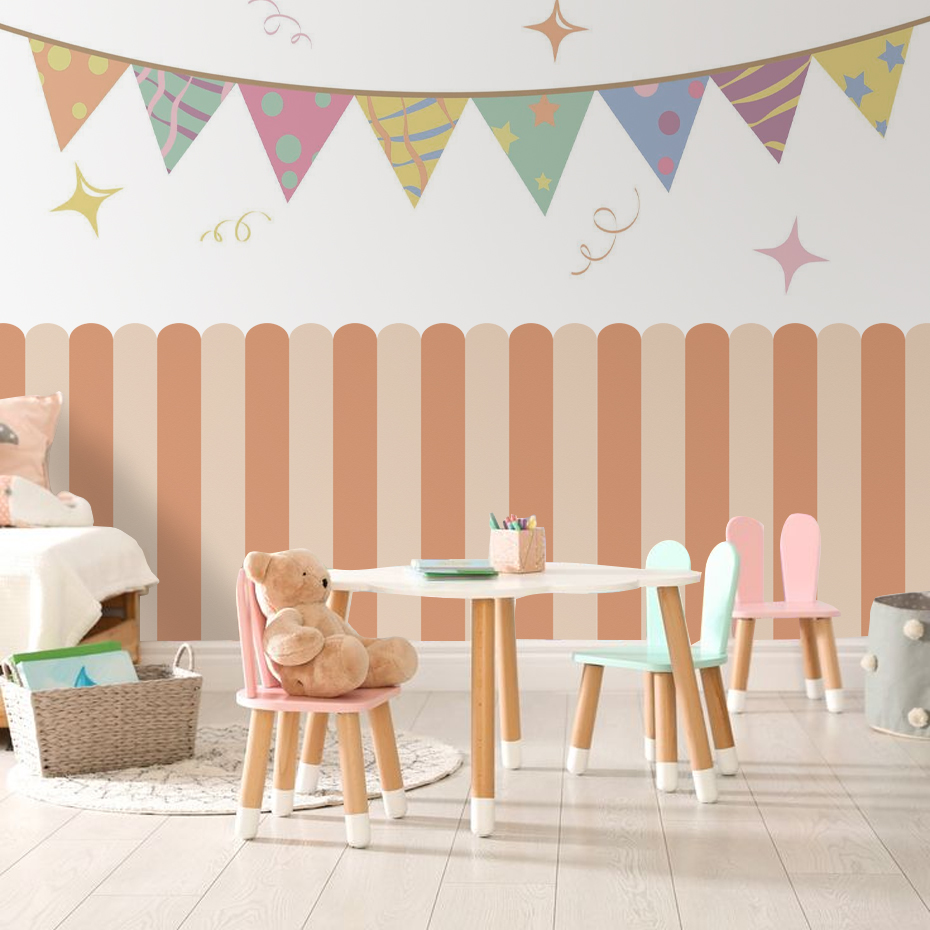 Çok renkli Dikey Çizgili Ark D - Baby Nursery Stickers incelemesi ve fiyatı