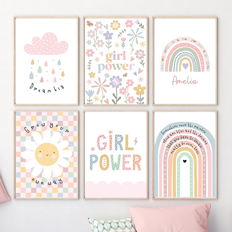 Güneş çiçek gökkuşağı bulut ka - Baby Nursery Posters incelemesi ve fiyatı