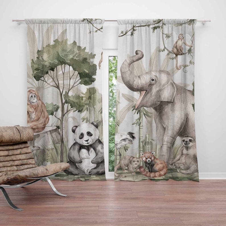 Safari Hayvanları Perdeleri Ço - Baby Nursery Blackout Curtains incelemesi ve fiyatı