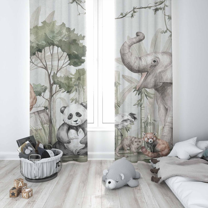 Safari Hayvanları Perdeleri Ço - Baby Nursery Blackout Curtains incelemesi ve fiyatı