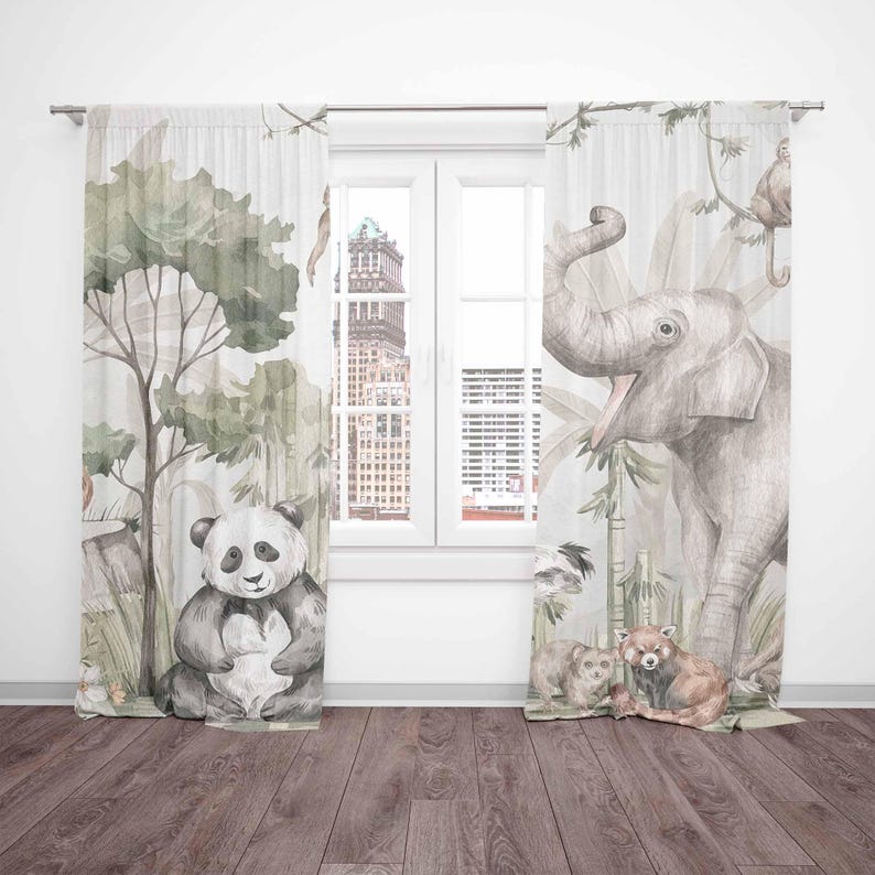 Safari Hayvanları Perdeleri Ço - Baby Nursery Blackout Curtains incelemesi ve fiyatı
