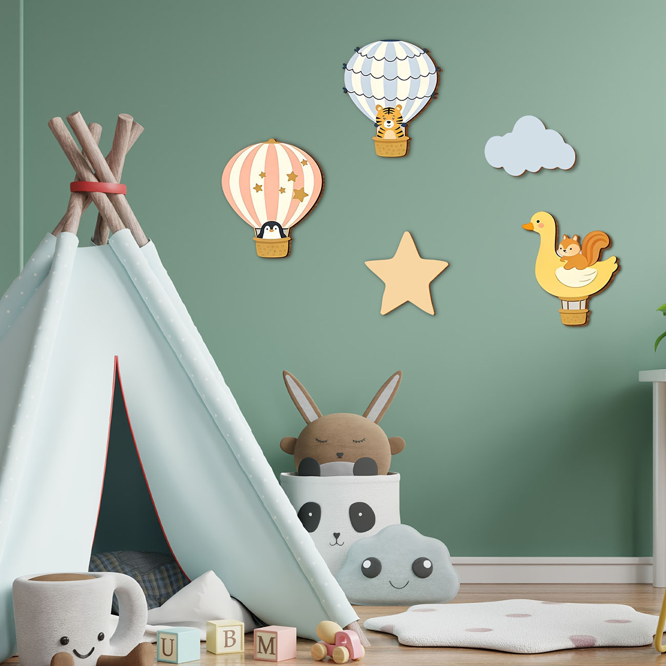 5 Adet Hayvan Sıcak Hava Balon - Baby Nursery Stickers incelemesi ve fiyatı